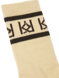 Bawełniane beżowe skarpety w monogramy KAZAR