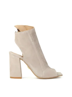 Beżowe botki peep toe damskie