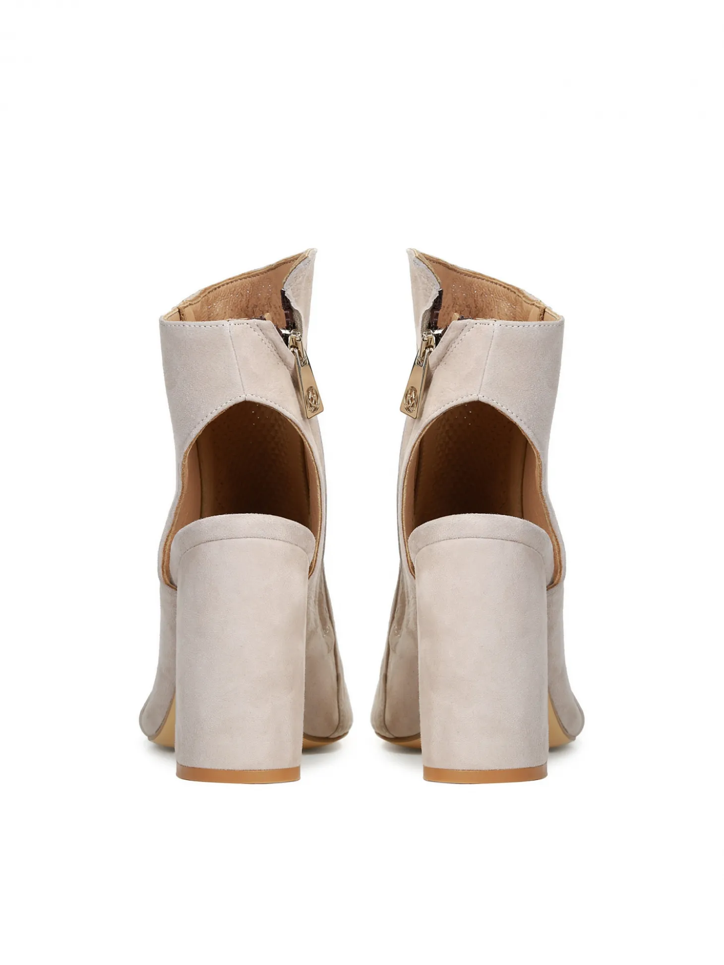 Beżowe botki peep toe damskie