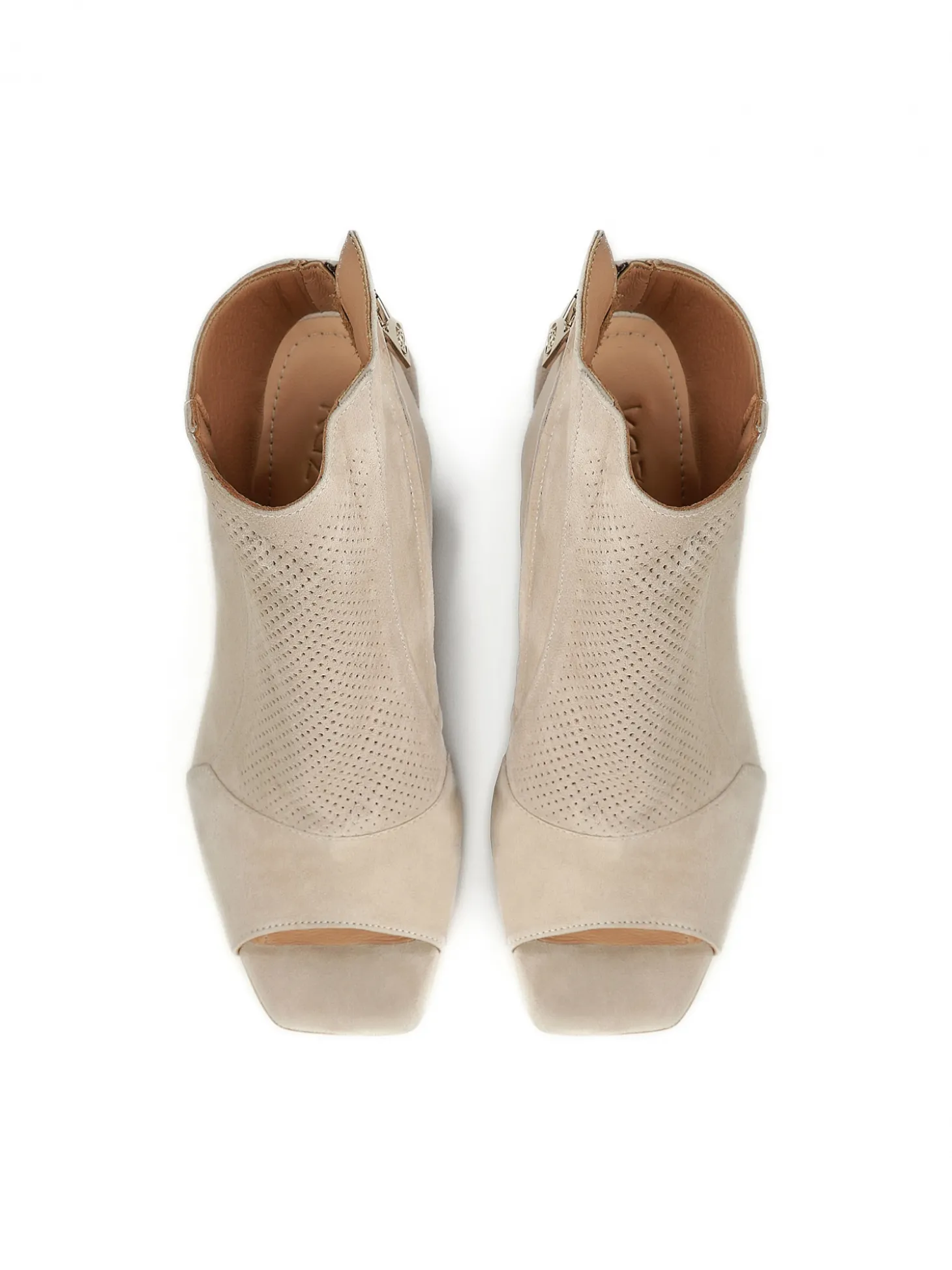 Beżowe botki peep toe damskie