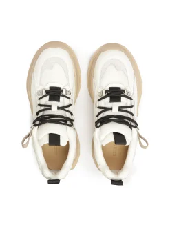Beżowe sneakersy z łączonych materiałów