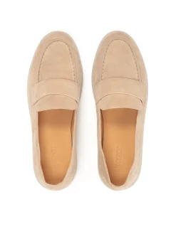 Beżowe zamszowe półbuty slip on casualowe