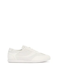 Białe sneakersy z naturalnej skóry i tkaniny