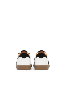 Biało-czarne sneakersy ze skóry z wzorem zamszowych wstawek