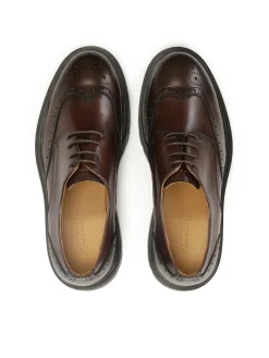 Brązowe derby w stylu BROGUES z ażurowym zdobieniem