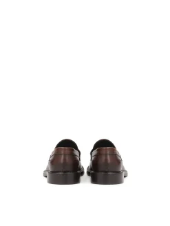 Brązowe loafersy ze skórzaną podeszwą