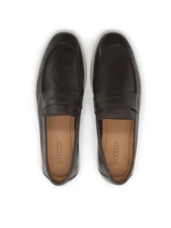 Brązowe skórzane loafersy na podeszwie typu sneakers