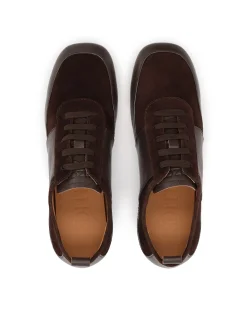 Brązowe sneakersy z zamszu i skóry naturalnej