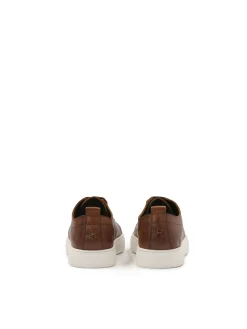 Brązowe sneakersy z ziarnistej skóry