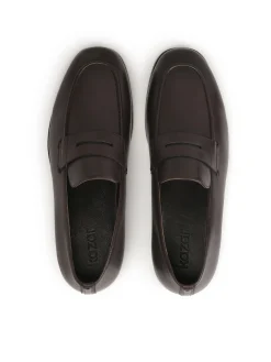 Ciemnobrązowe skórzane loafersy