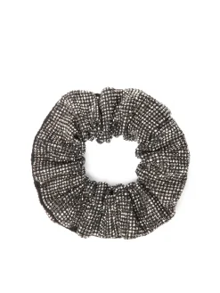 Czarna gumka scrunchie z ozdobami w kolorze grafitowym