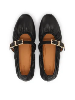 Czarne baleriny z gumką wokół cholewki