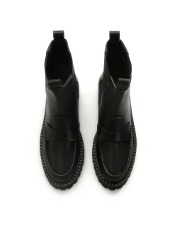 Czarne botki loafersy