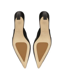 Czarne czółenka slingback na modnym obcasie
