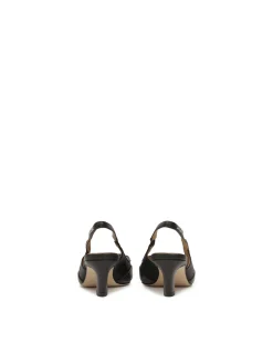 Czarne czółenka slingback na modnym obcasie