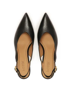 Czarne czółenka slingback na szerokim obcasie