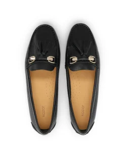 Czarne mokasyny ze skóry naturalnej z chwostami