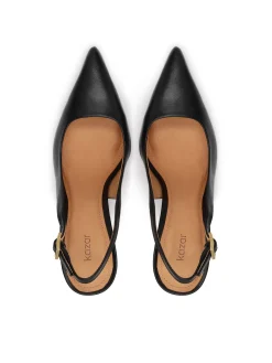 Czarne skórzane czółenka slingback