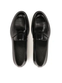 Czarne skórzane męskie penny loafers