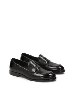 Czarne skórzane męskie penny loafers