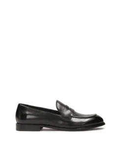 Czarne skórzane męskie penny loafers