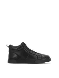Czarne sneakersy za kostkę z naturalnej skóry