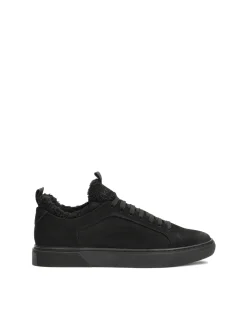 Czarne sneakersy z nubuku i tkaniny