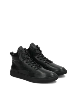 Czarne sneakersy z suwakiem i sznurowaniem