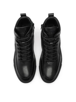 Czarne sneakersy z suwakiem i sznurowaniem