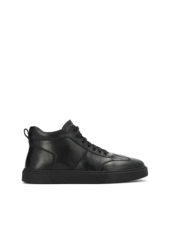 Czarne sznurowane sneakersy ze skóry