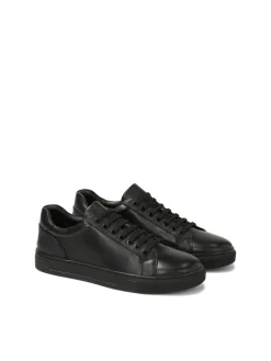 Czarne sznurowane sneakersy ze skóry