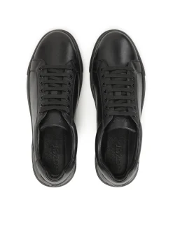 Czarne sznurowane sneakersy ze skóry