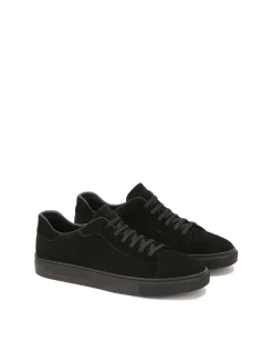 Czarne sznurowane sneakersy z zamszu