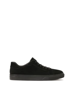 Czarne sznurowane sneakersy z zamszu