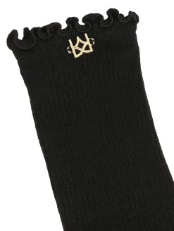 Czarne wysokie skarpety ozdobione monogramem