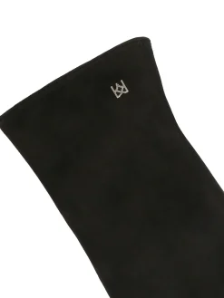 Czarne zamszowe rękawiczki z delikatnym logo