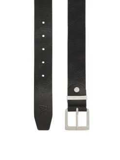 Czarny pasek z logowaną srebrną klamrą unisex