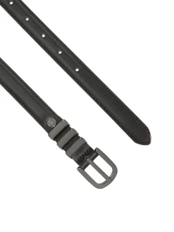 Czarny wąski pasek z klamrą gun metal