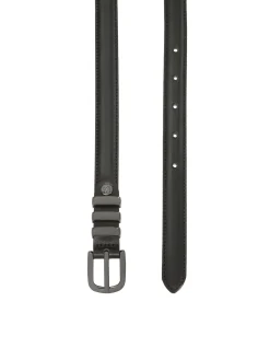 Czarny wąski pasek z klamrą gun metal