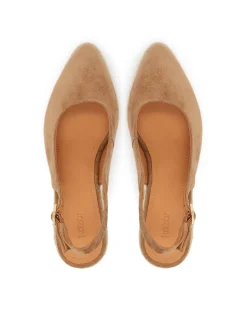 Czółenka slingback ze zdobionym koturnem