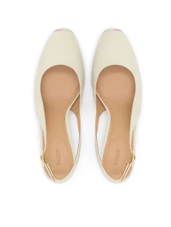 Czółenka slingback z jasnej skóry