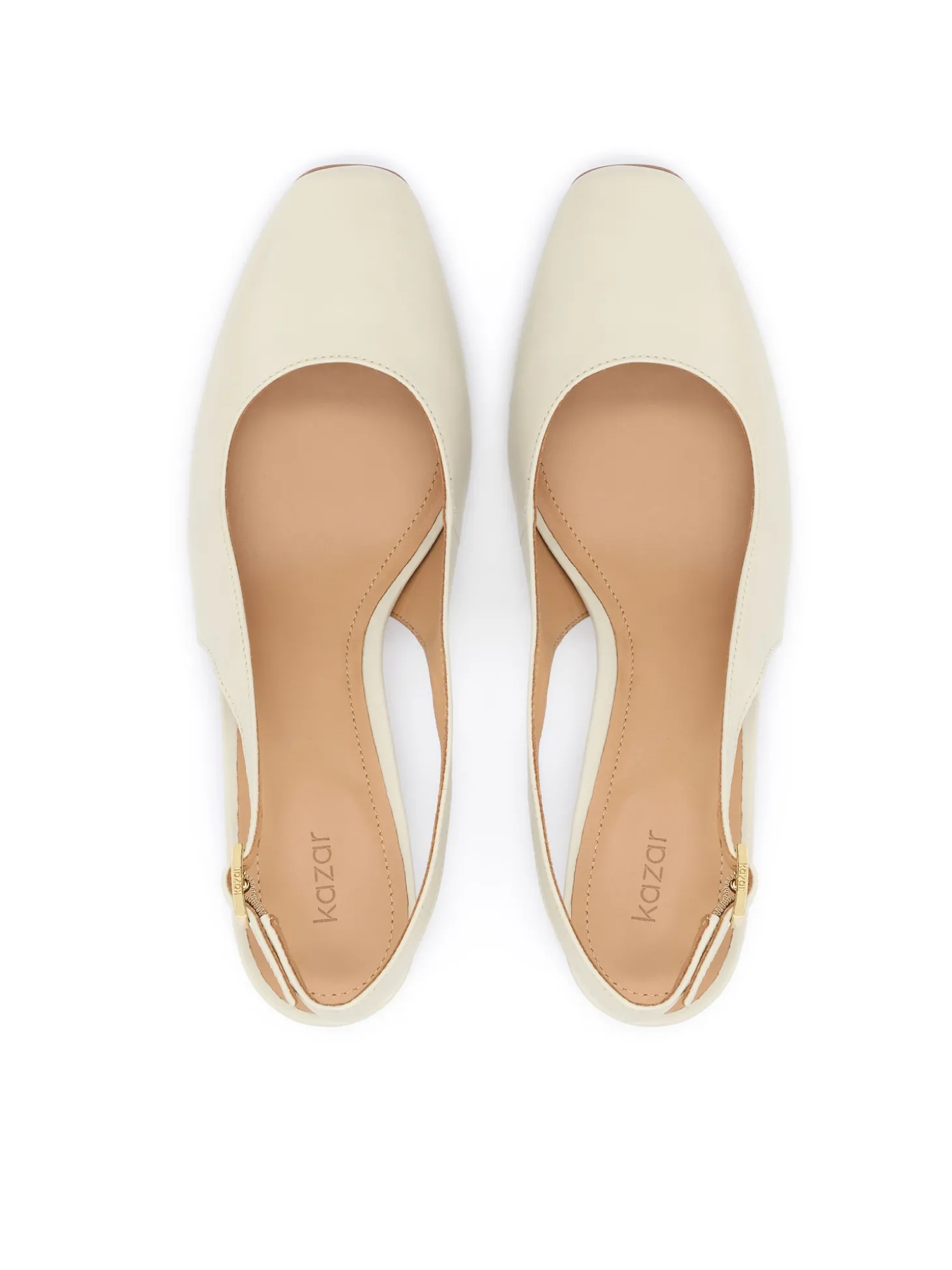 Czółenka slingback z jasnej skóry