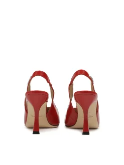 Czerwone czółenka slingback na kielichowym obcasie
