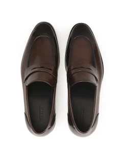 Eleganckie brązowe loafersy ze skóry