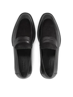Eleganckie czarne loafersy męskie z licowej skóry i zamszu