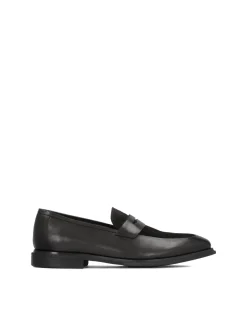 Eleganckie czarne loafersy męskie z licowej skóry i zamszu