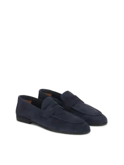 Granatowe loafersy z zamszu