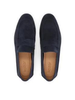 Granatowe loafersy z zamszu