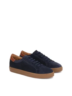 Granatowe męskie sneakersy z perforowanego zamszu