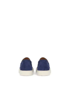 Granatowe półbuty slip on z zamszu